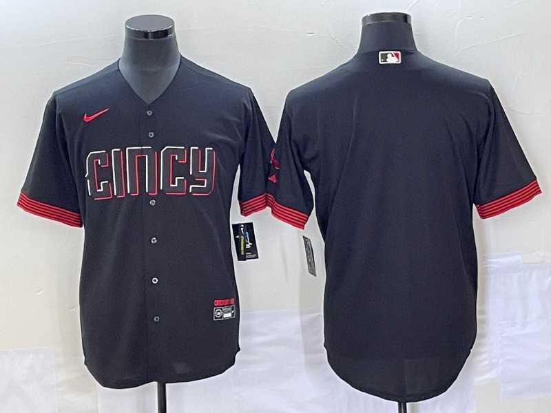 Men%27s Cincinnati Reds Blank Black 2023 City Connect Cool Base Stitched Jersey
